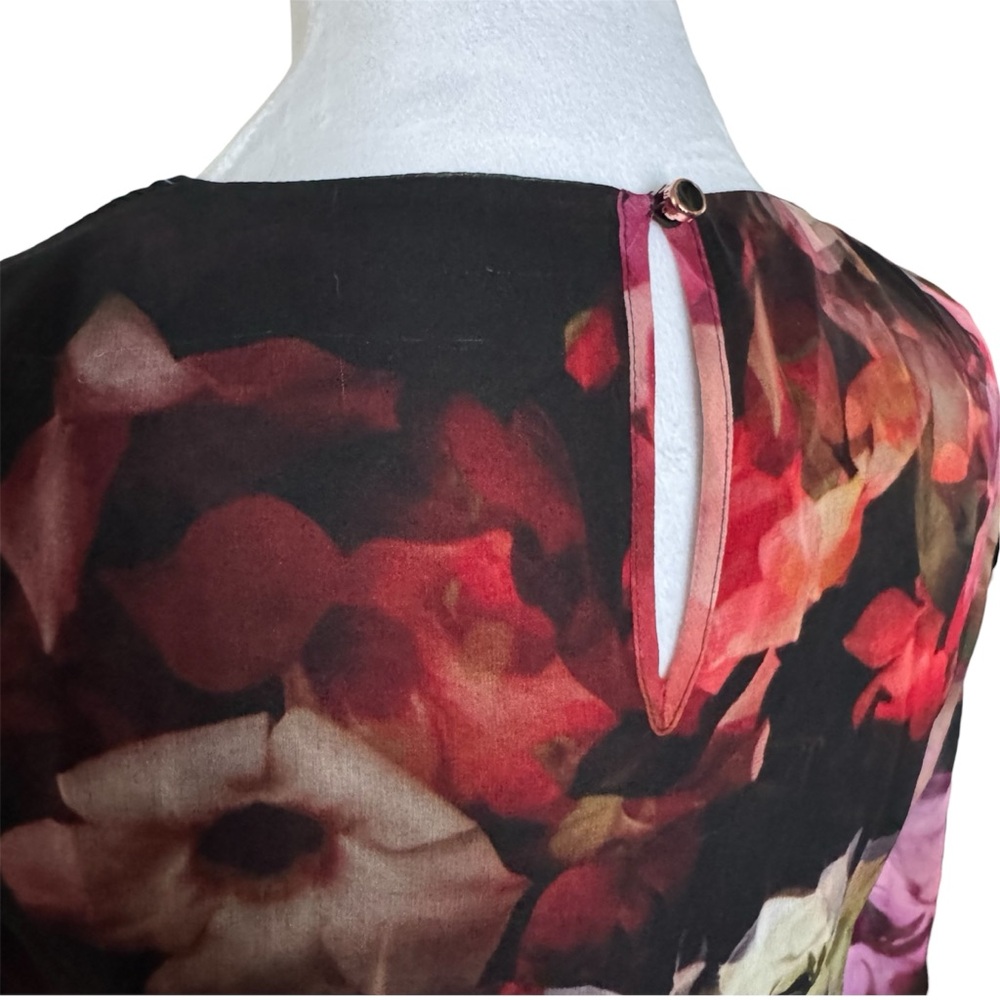 Ted Baker London Wolbrr Floral Pleated Chiffon Blouse Sheer Sleeve Size XS - Picture 6 of 12